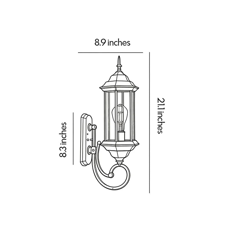 2 PCS Outdoor Wall Lantern Light Vintage Curved-Arm Light