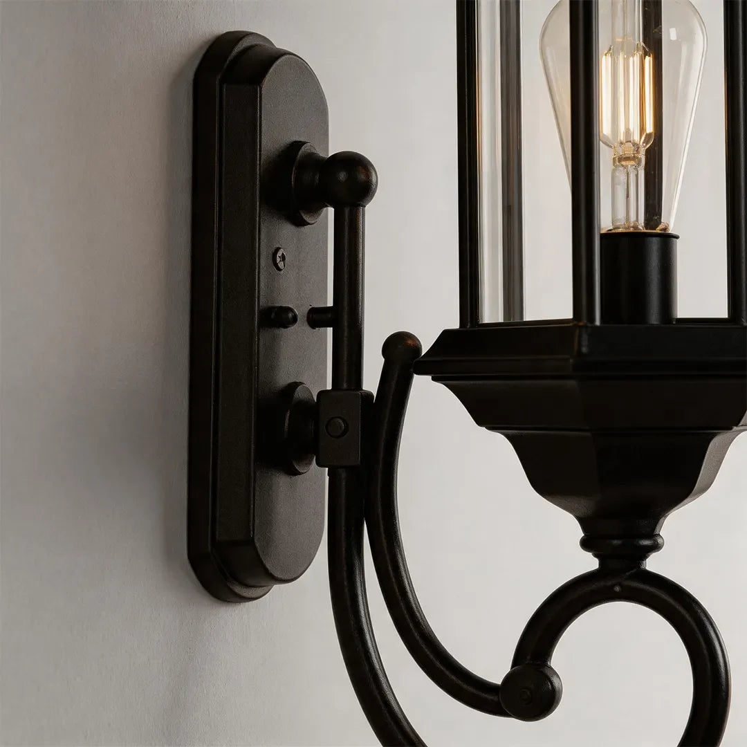 2 PCS Outdoor Wall Lantern Light Vintage Curved-Arm Light