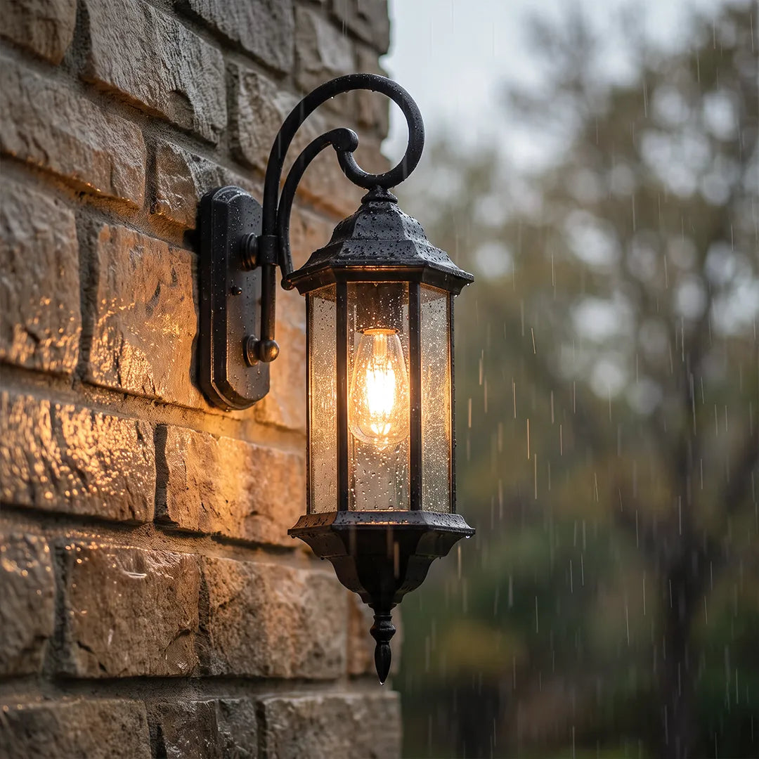 2 PCS Outdoor Wall Lantern Light Vintage Curved-Arm Light