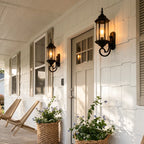 2 PCS Outdoor Wall Lantern Light Vintage Curved-Arm Light