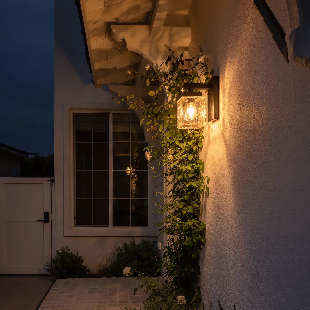 Square Glass Wall Sconce Modern Outdoor Waterproof Light