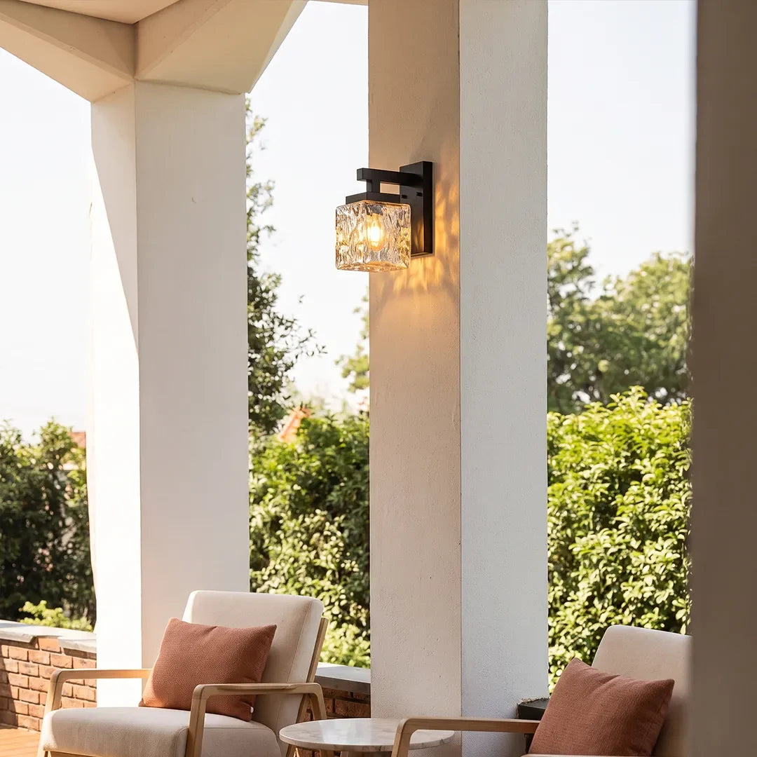 Square Glass Wall Sconce Modern Outdoor Waterproof Light