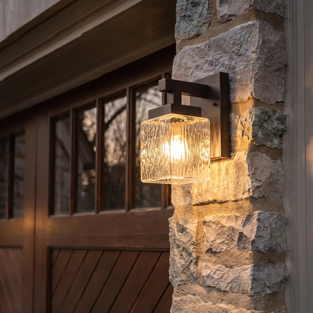 Square Glass Wall Sconce Modern Outdoor Waterproof Light
