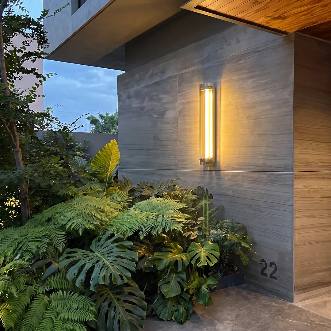 Silver Outdoor Wall Lights Modern Waterproof Glass LED Light