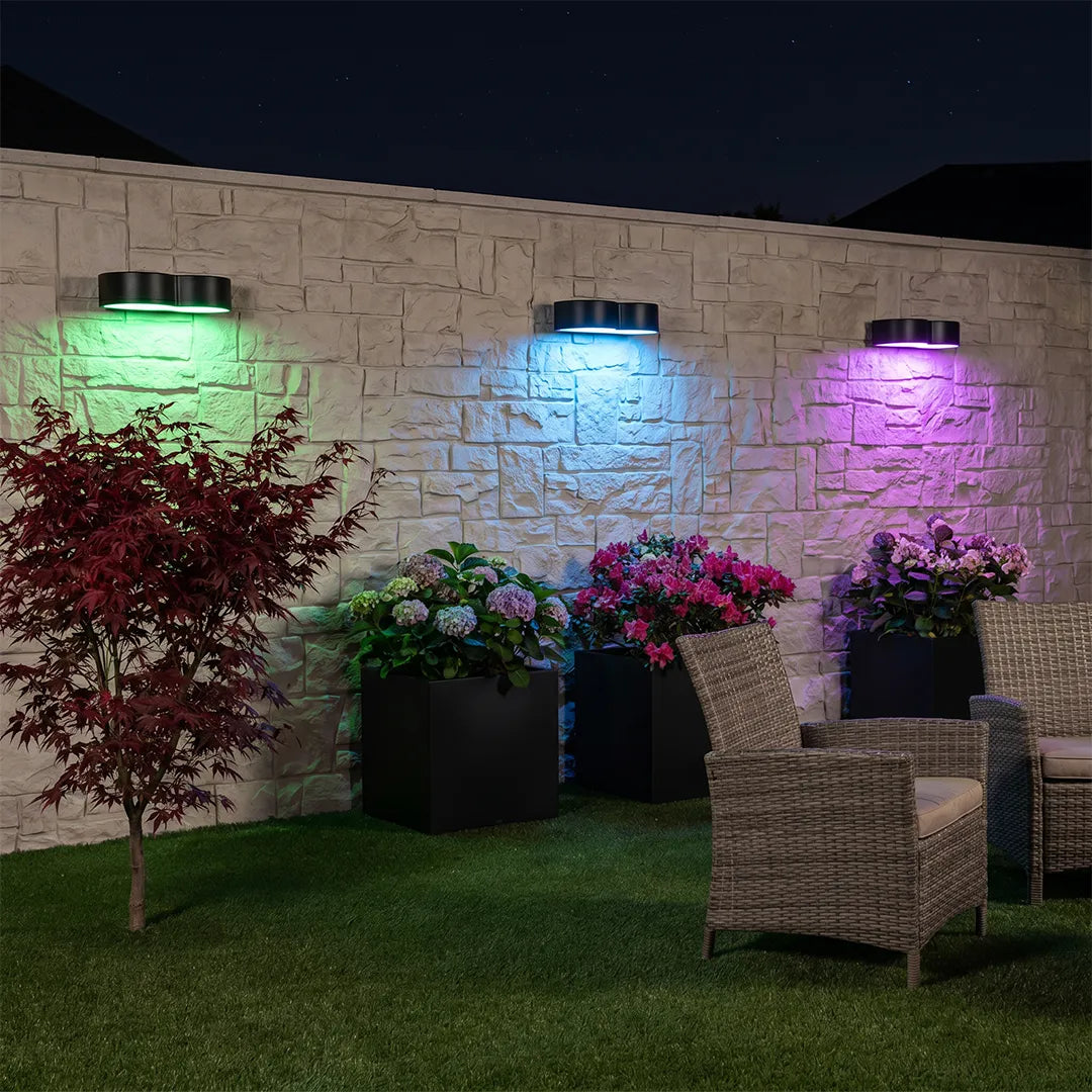 4-Pcs Outdoor Wall Wash Lighting Waterproof Solar-Powered RGB Light