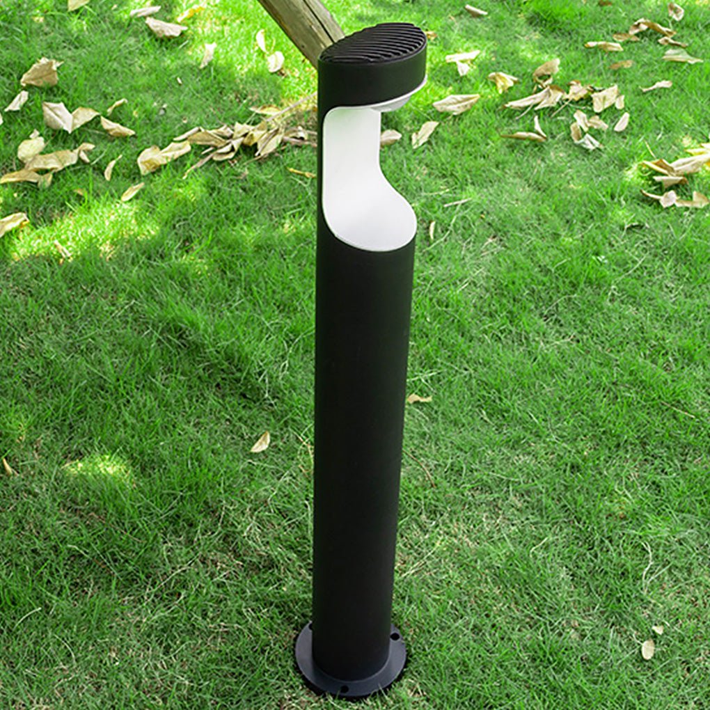 Modern Black Aluminum Outdoor Post Light with Moon Cutout IP65 Waterproof