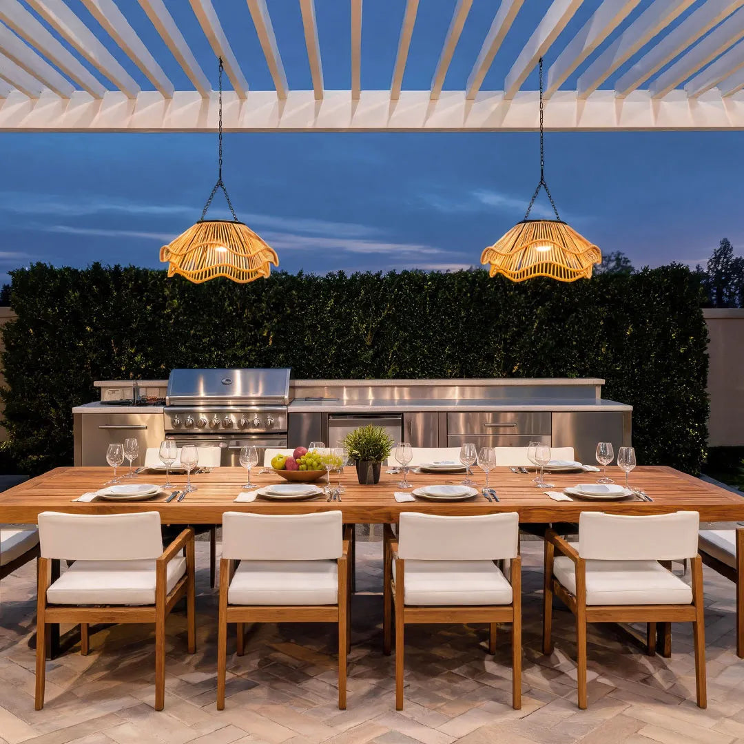 Outdoor Woven Pendant Light Modern Solar Ceiling Light