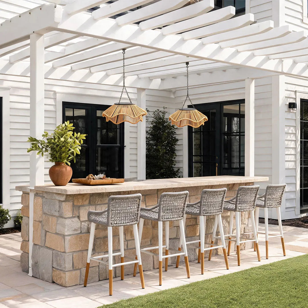 Outdoor Woven Pendant Light Modern Solar Ceiling Light