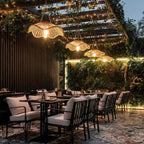 Outdoor Woven Pendant Light Modern Solar Ceiling Light