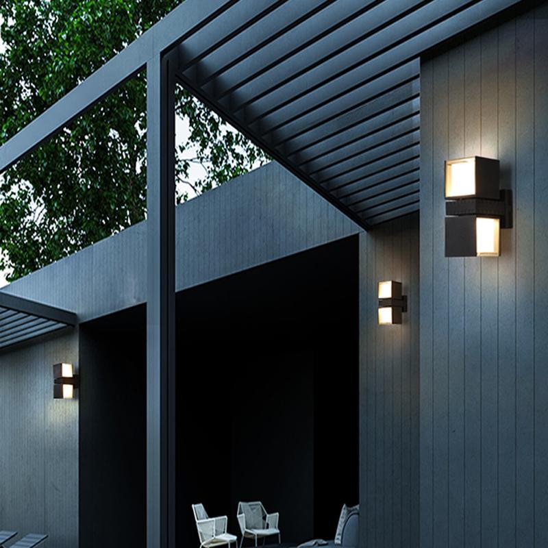 Outside up down Wall Lights Black Adjustable Square Light