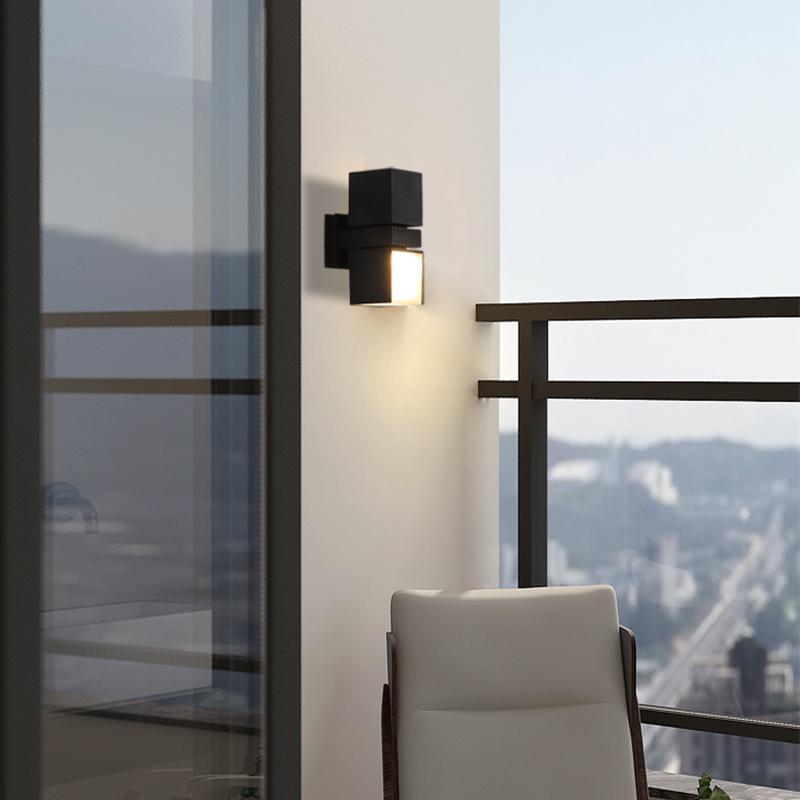 Outside up down Wall Lights Black Adjustable Square Light