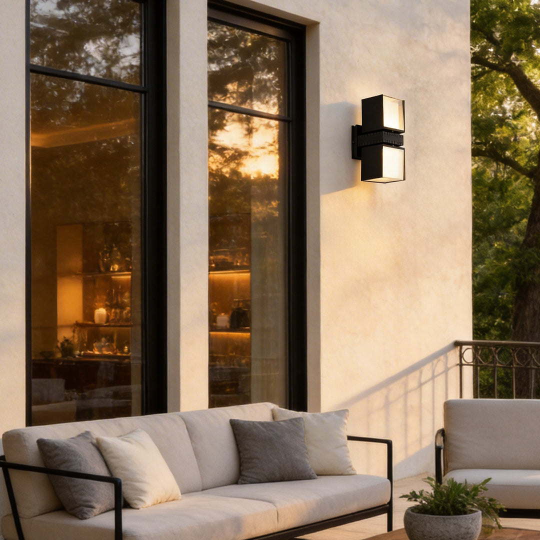 Outside up down Wall Lights Black Adjustable Square Light