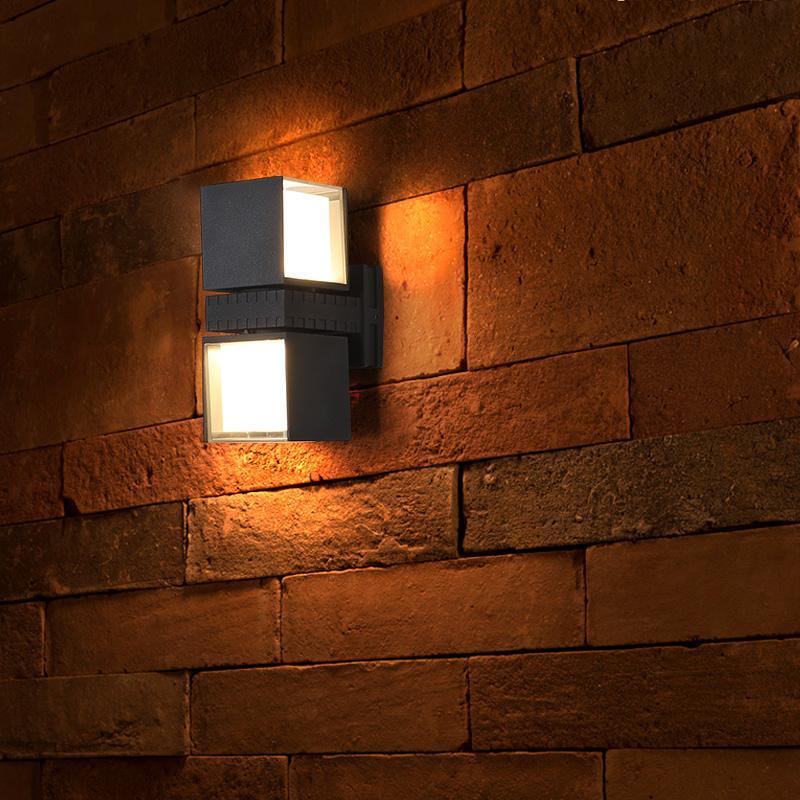 Outside up down Wall Lights Black Adjustable Square Light