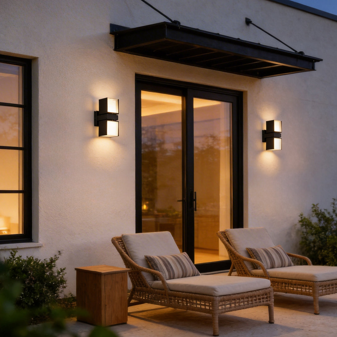 Outside up down Wall Lights Black Adjustable Square Light
