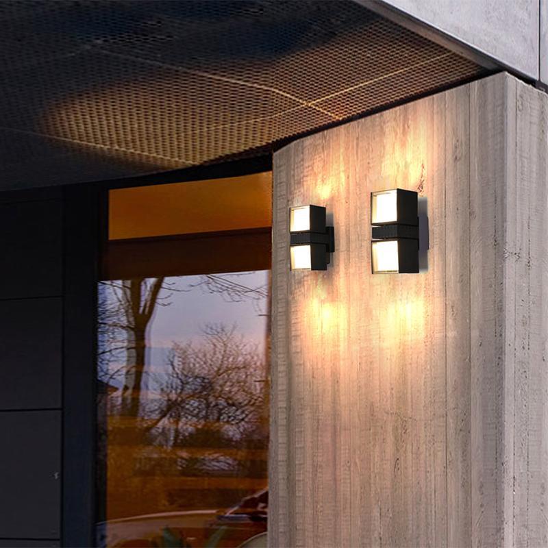 Outside up down Wall Lights Black Adjustable Square Light