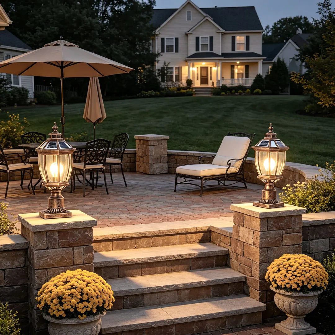 Solar Column Pillar Lights LED Waterproof Garden Fence Post Light