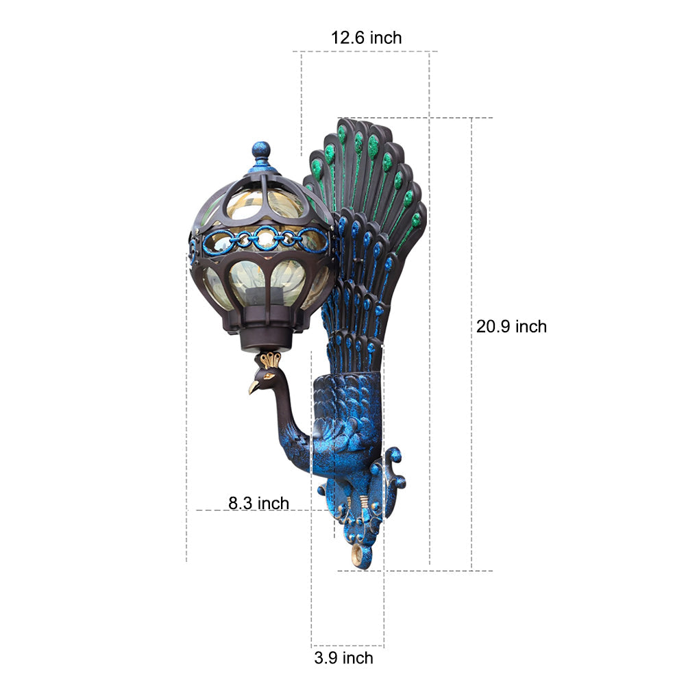Peacock Wall Light Waterproof Retro European Aluminum Wall Sconce