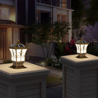 Pillar Lantern Lights Vintage Pattern Waterproof Solar Light