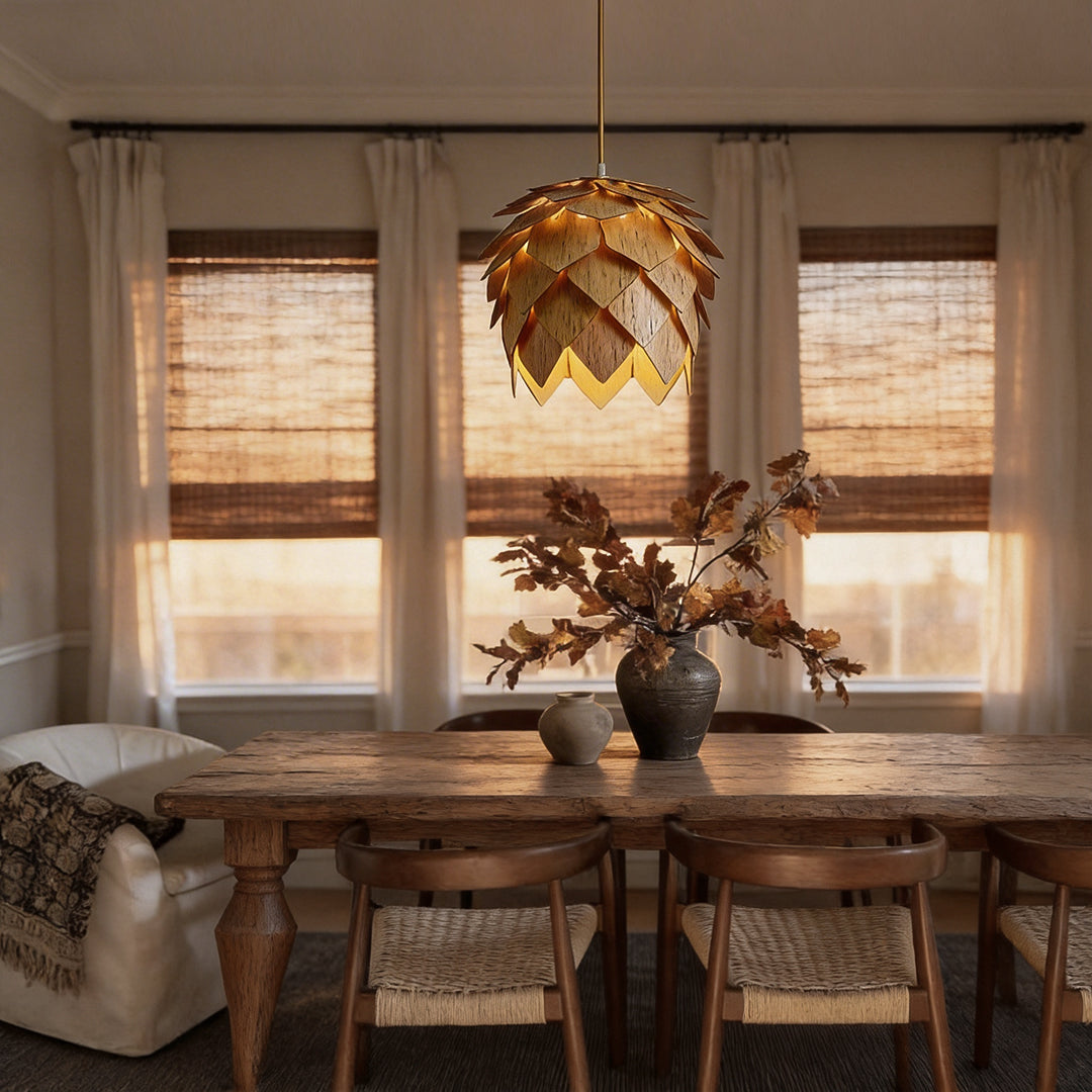 Pinecone Pendant Light Japanese Creative Wooden LED Light