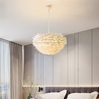 Pink Feather Pendant Light Elegant Modern Hanging Lamp for Living Room