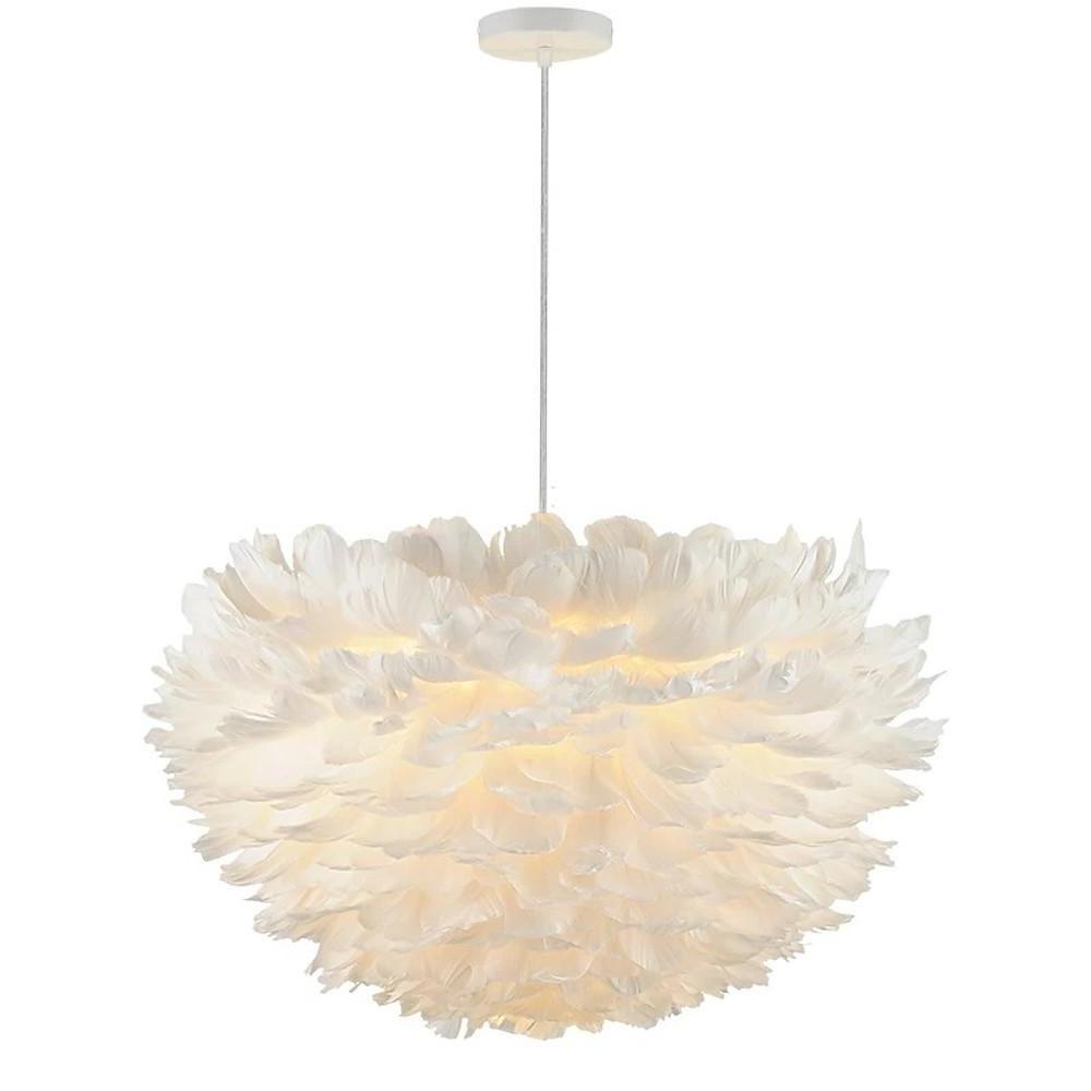 Pink Feather Pendant Light Elegant Modern Hanging Lamp for Living Room