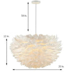 Pink Feather Pendant Light Elegant Modern Hanging Lamp for Living Room