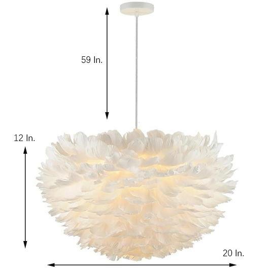 Pink Feather Pendant Light Elegant Modern Hanging Lamp for Living Room