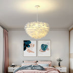Pink Feather Pendant Light Elegant Modern Hanging Lamp for Living Room
