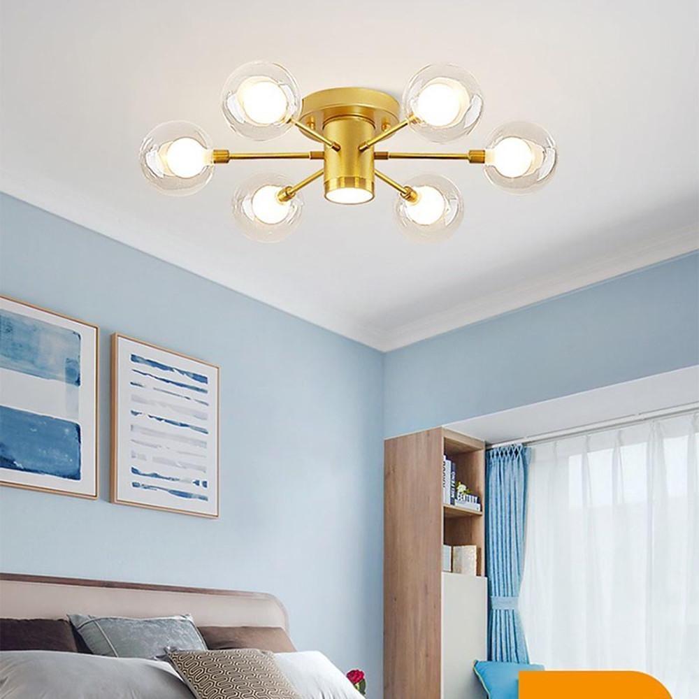 Globe Large Semi Flush Mount Lighting Metal Glass Ceiling Lights