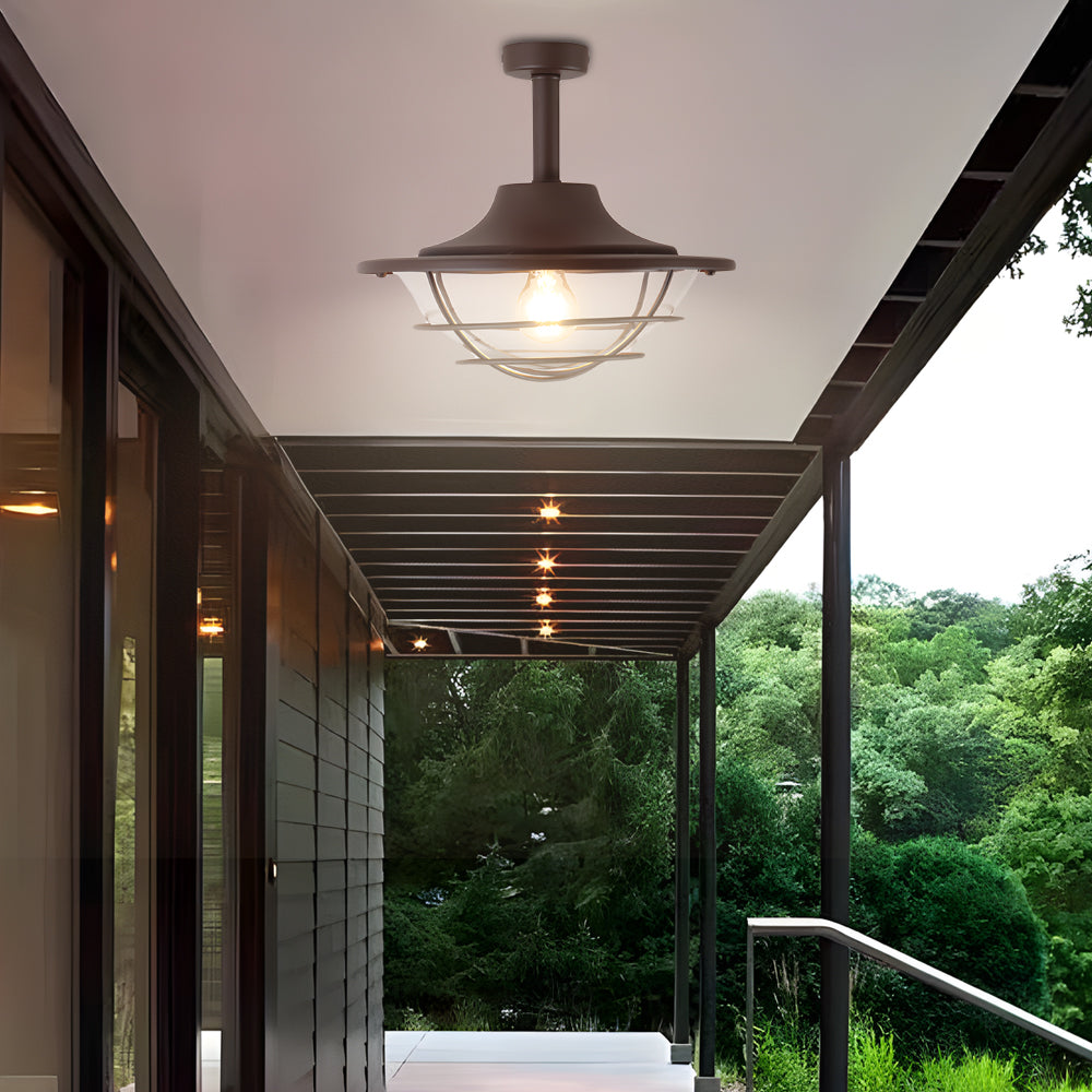 Balcony Coastal Semi Flush Mount Ceiling Light Wrought Iron Ceiling Lighting