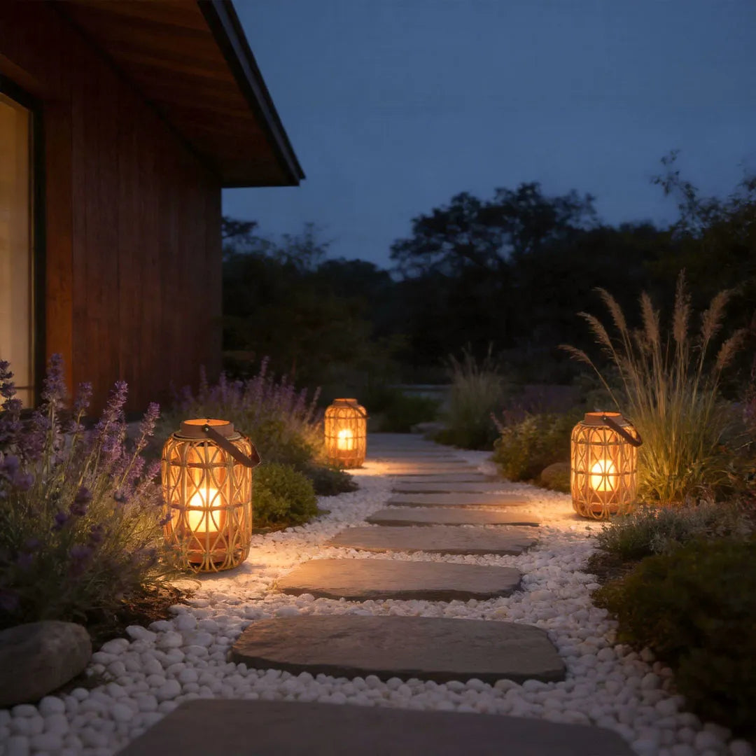Portable LED Lanterns Handwoven Vintage Decorative Floor Lamps