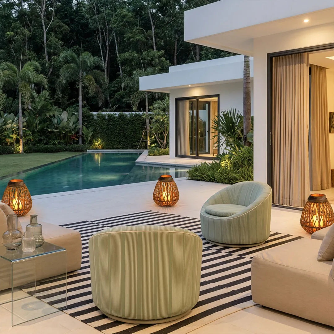 Portable LED Lanterns Handwoven Vintage Decorative Floor Lamps