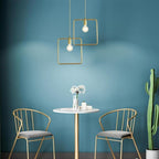 Metal Black and Gold Ceiling Light Rounded Square Pendant Lighting