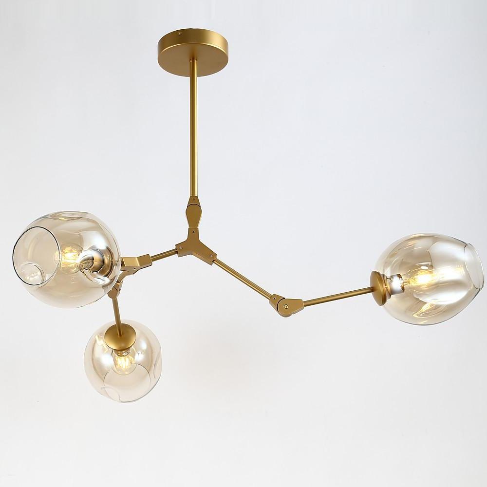 3 Bulbs Geometrical LED Modern Glass Sputnik Chandelier Pendant Light