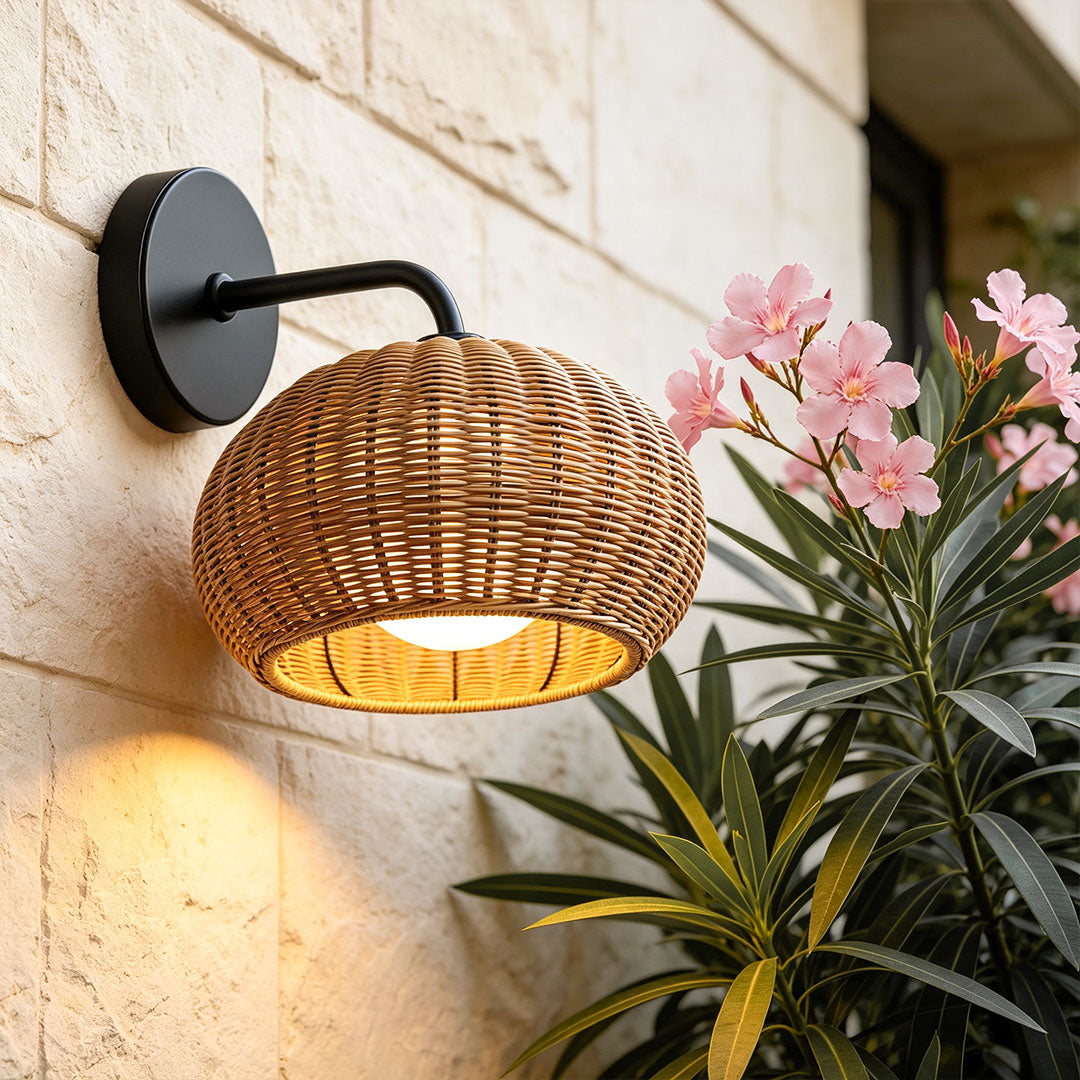 Rattan Outdoor Pendant Light Modern Waterproof Lights