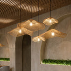 Rattan Pendant Light Fixture Wabi-Sabi Handwoven Ceiling Light