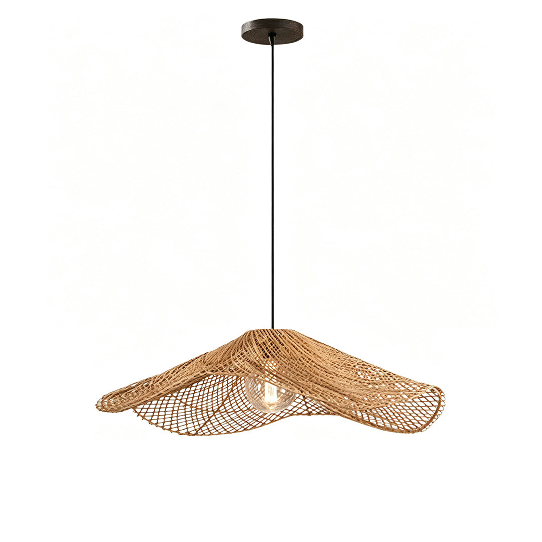 Rattan Pendant Light Fixture Wabi-Sabi Handwoven Ceiling Light
