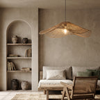 Rattan Pendant Light Fixture Wabi-Sabi Handwoven Ceiling Light