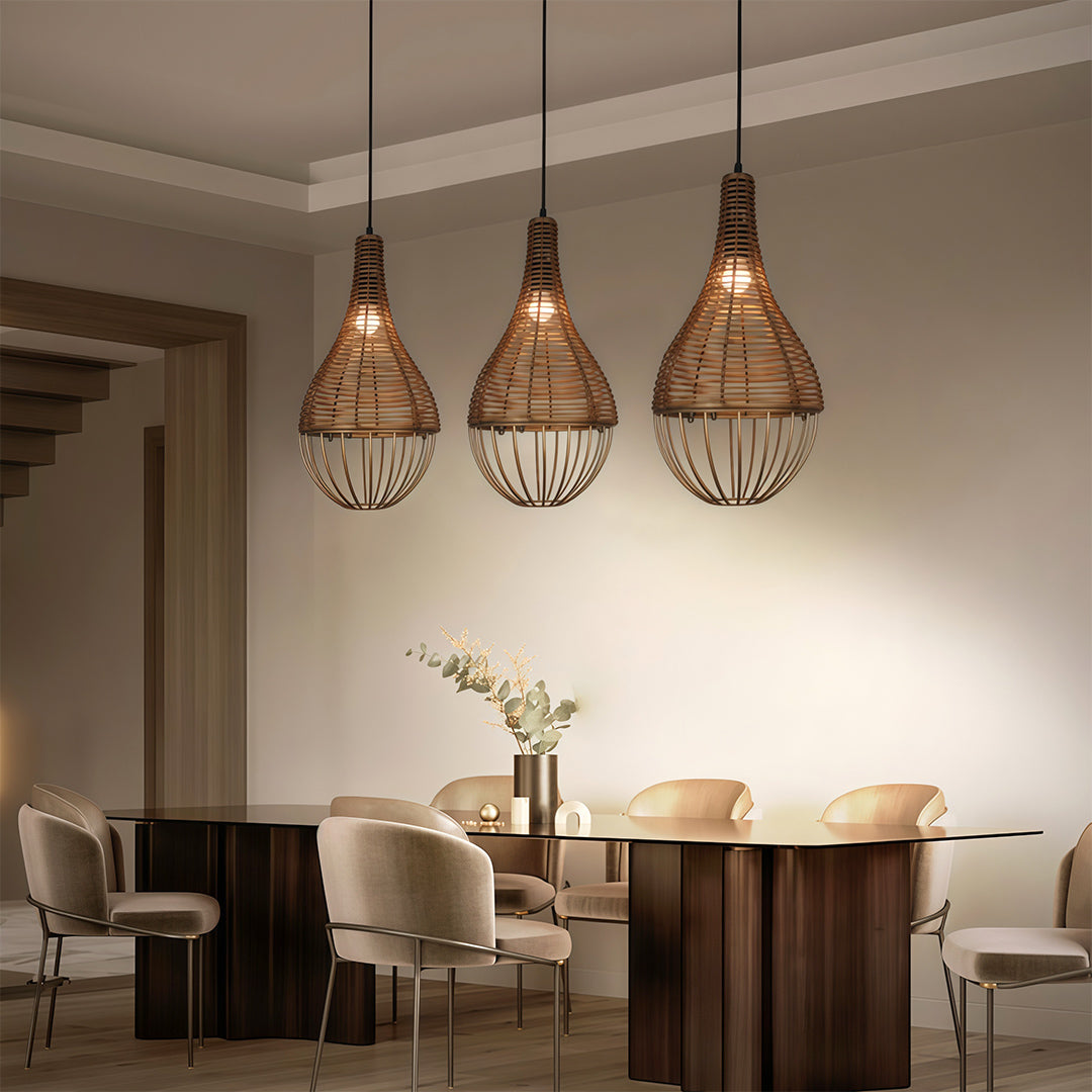 Pendant Rattan Light Shade Retro Industrial Ceiling Light