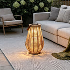 Rattan Solar Lantern Portable Waterproof LED Hemp Rope Hanging Lamp