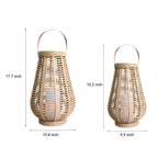 Rattan Solar Lantern Portable Waterproof LED Hemp Rope Hanging Lamp