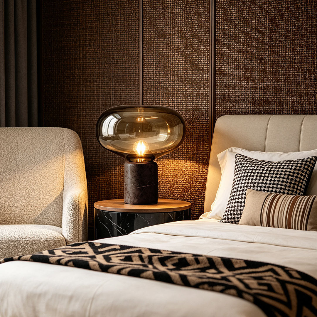 Glass Modern Table Lamps Marble Mushroom Bedside Lamp