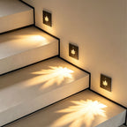 【2 PCS】Recessed Step Lights Leaf-Pattern Motion Sensor Light