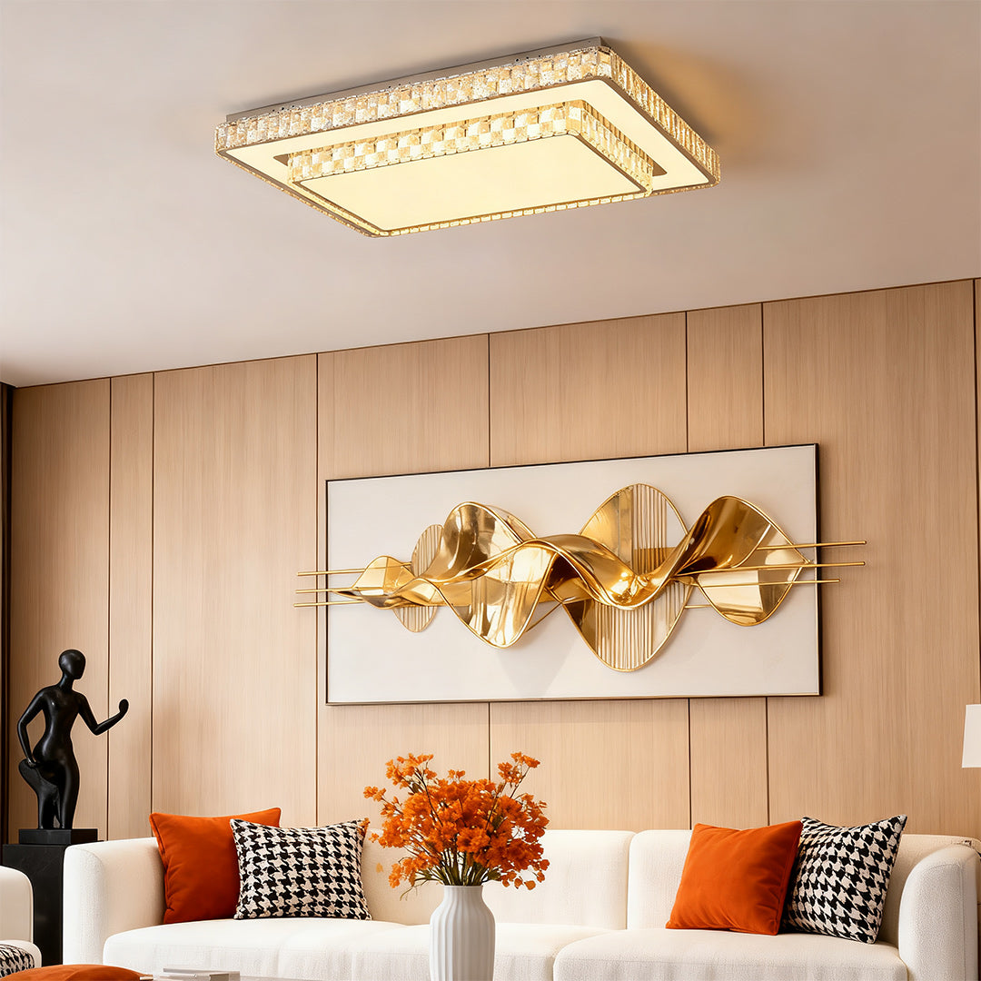 Flush Mount Ceiling LED Light Minimalist Luxury Crystal Lamp