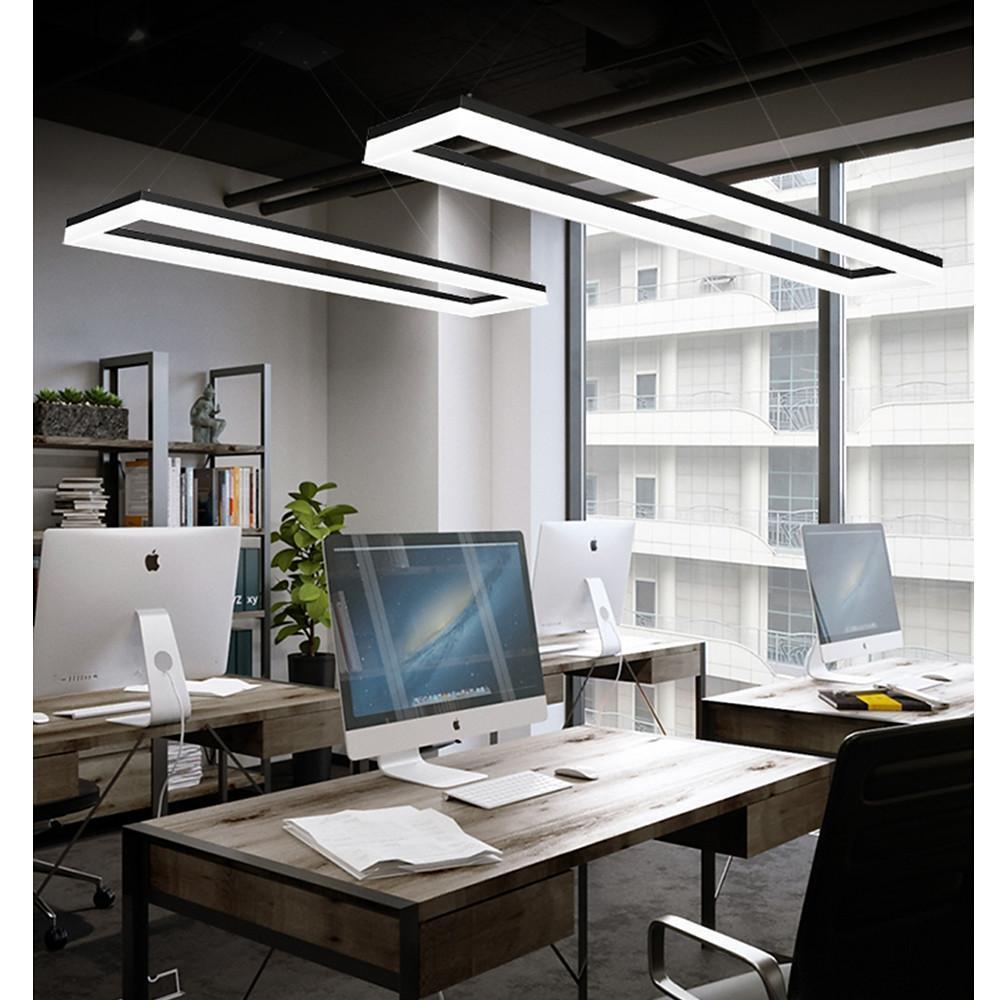 Rectangular Pendant Light LED Black Modern Ceiling Light