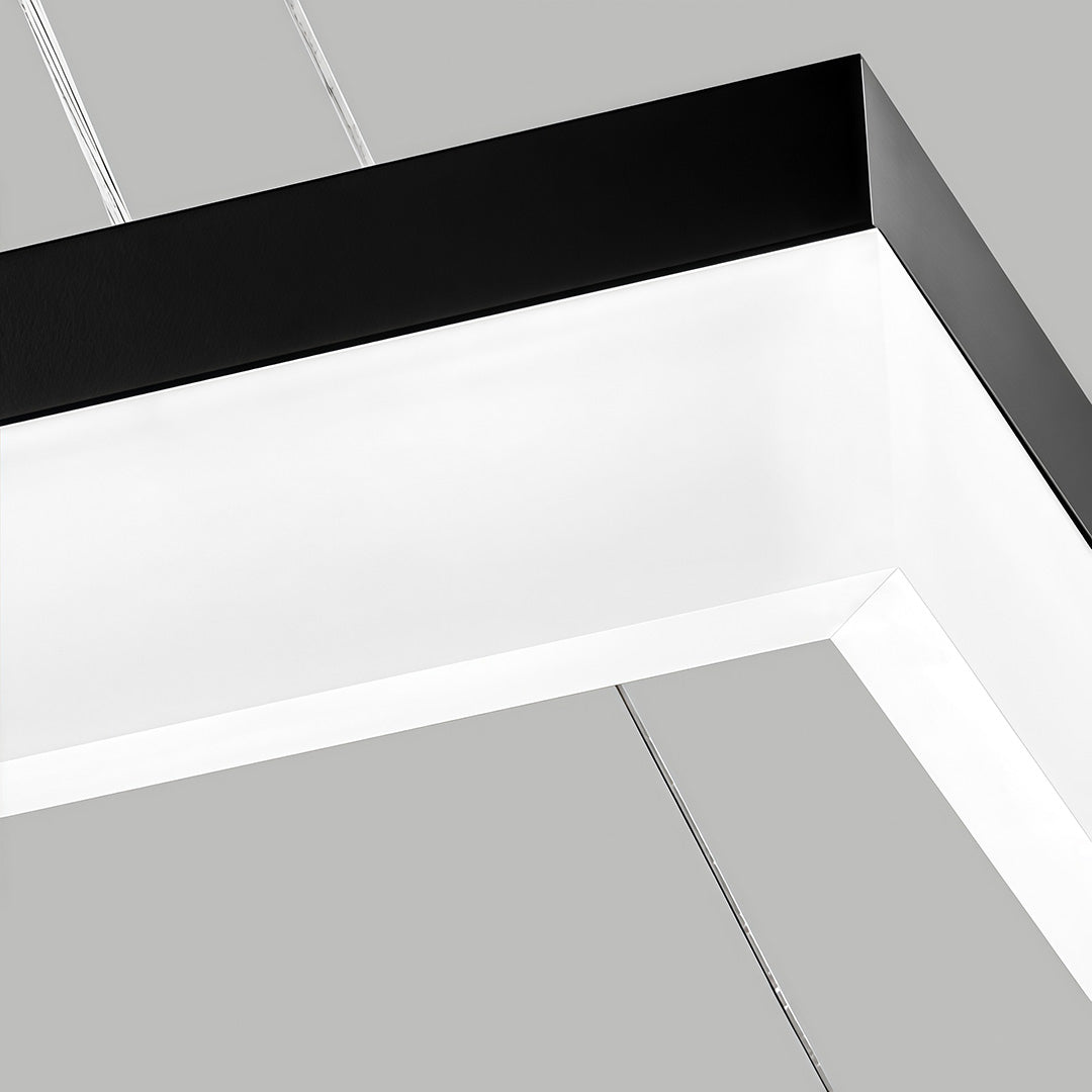Rectangular Pendant Light LED Black Modern Ceiling Light