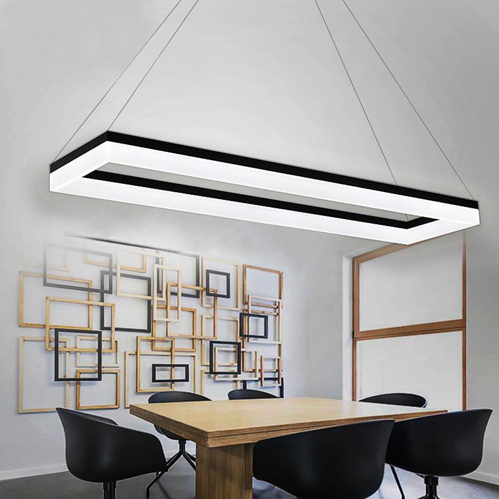Rectangular Pendant Light LED Black Modern Ceiling Light