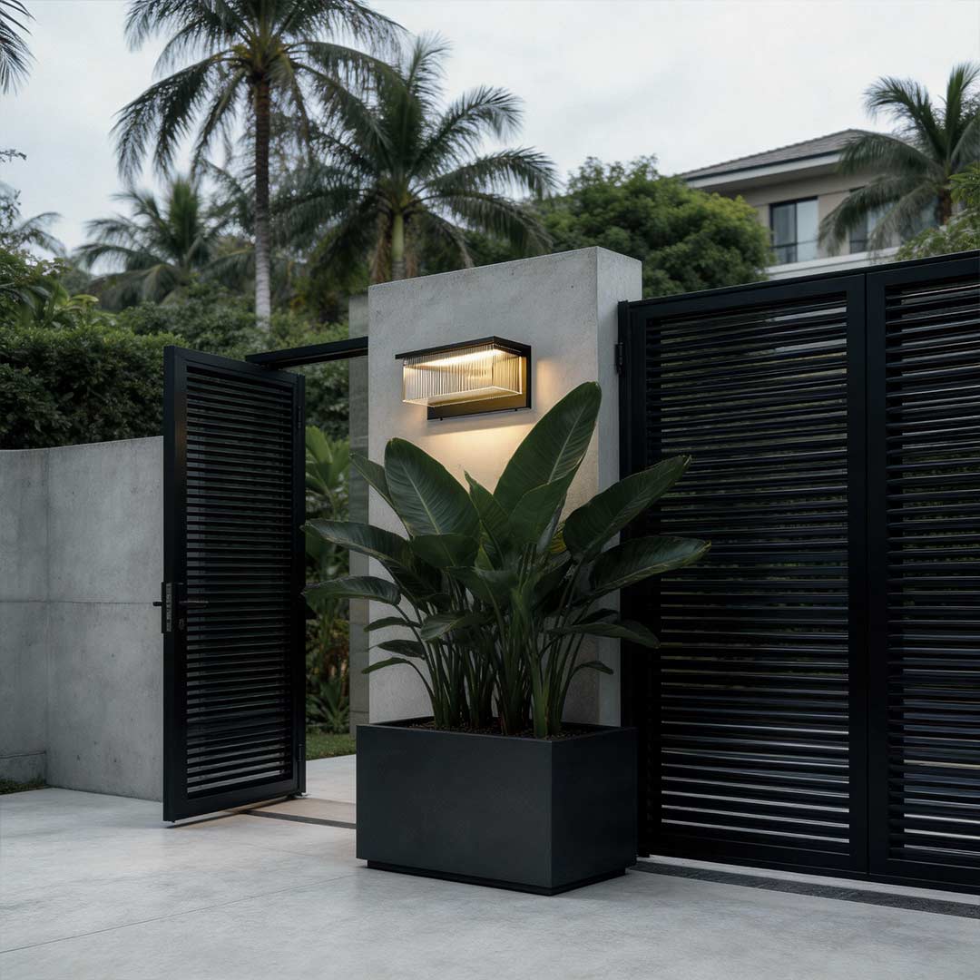 Acrylic Sconce Waterproof Black Modern Solar Light