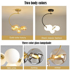 Nordic Style 5-Lights Cluster Globe Chandelier Gold and Black Ceiling Lights