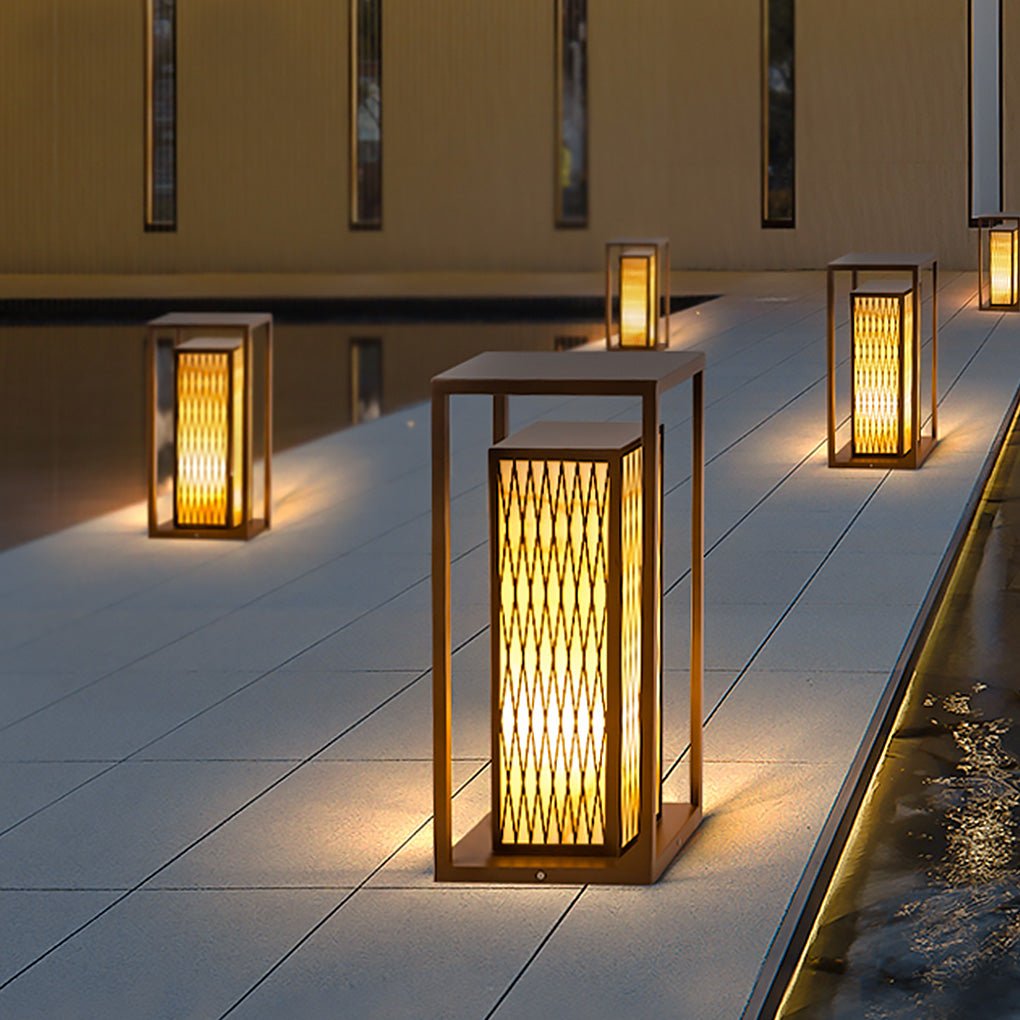 Classic Asian Courtyard Rectangular LED Outdoor Light